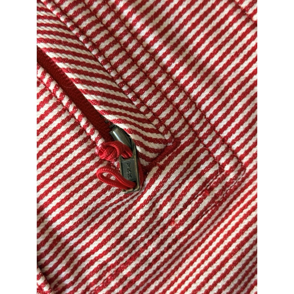 Duluth Trading Women Overalls L Red Railroad Pin Stripe Painter - Picture 6 of 16